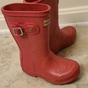 Pink sparkle hunter rain boots